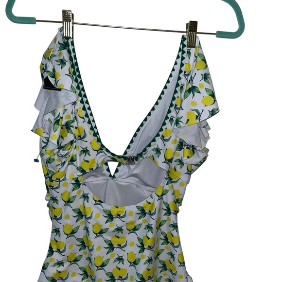 Aidonger lemon print ruffle one piece bathing suit swimsuit new nwt large L - Picture 5 of 9